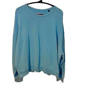 ATM Anthony Thomas Melillo French Terry Pullover Crew Top Ocean Blue Women’s XL